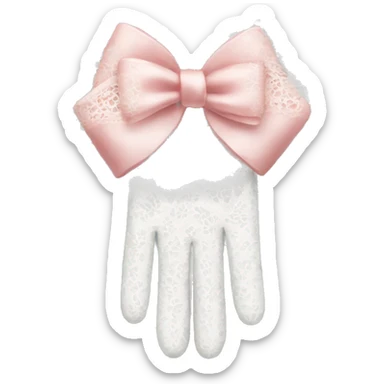 white lace gloves with a bow sticker