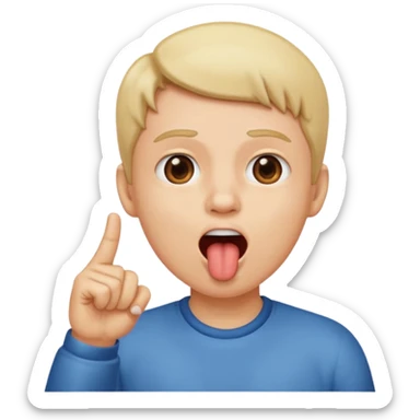 mouth open drooling with finger pointing upward sticker