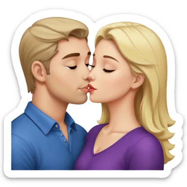a good looking man and good looking woman are Kissing, indoor sticker