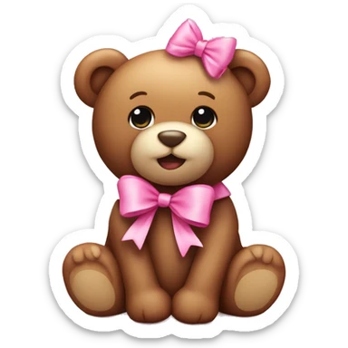 Cute teddy bear with pink bow sticker