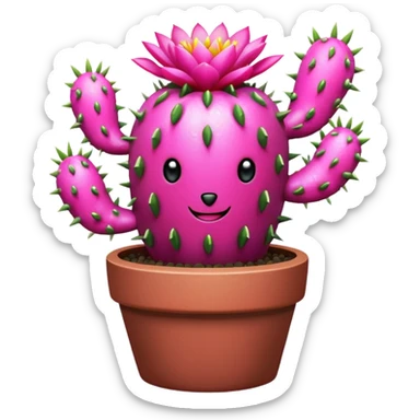 Glitter Pink bloom Cactus in a pot sticker