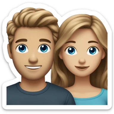 boyfriend with blue eyes and light brown hair and girlfriend with brown eyes and brown hair sticker