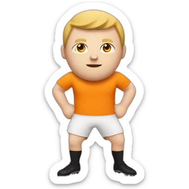 Fat white man play soccer orange and black sticker
