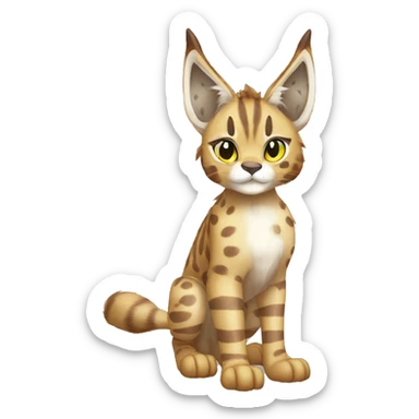 Striped and spotted Lynx-Caracal-Fakemon-hybrid full body sticker