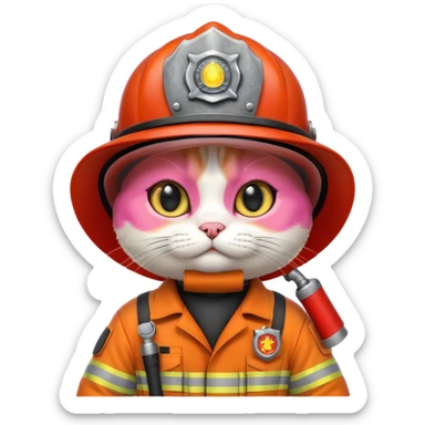 Cat in firefighter suit sticker