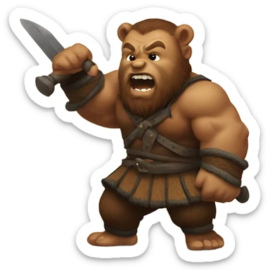 Dwarf fighting a bear sticker