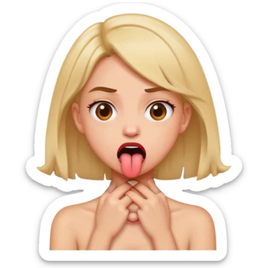 mad girl with toung out hands around neck sticker