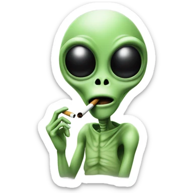 Alien smoking a cigarette sticker