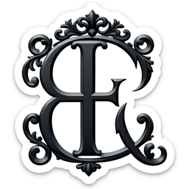 Black gothic Victorian , letter “F” eff F f F f of the alphabet sticker