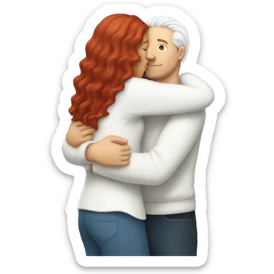 White Man with long hair hugging a white red hair woman sticker