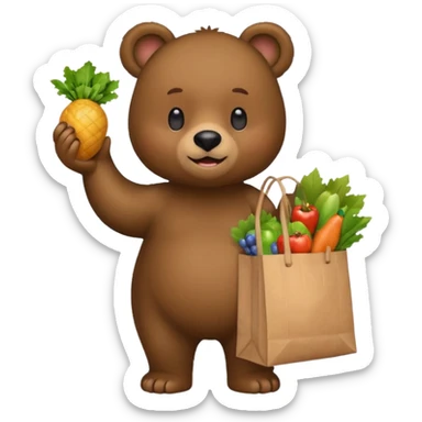 iphone bear emoji with grocery sticker