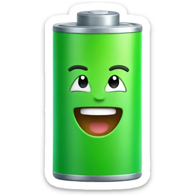 Green battery smiling closed mouth sticker