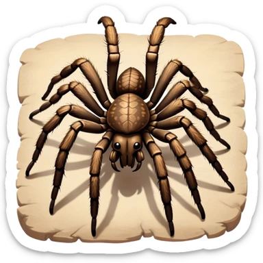 Close-up of a giant hairy tarantula in its natural habitat, with intricate details of its legs, body, and webbing. The spider is positioned in a natural setting, emphasizing its size and texture. Soft lighting highlights its features. Transparent background. sticker