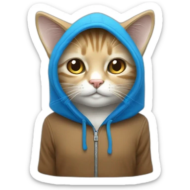 un chat avec une capuche avec reyur bleu est bland sticker