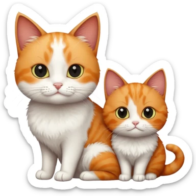 white cat and a black smaller cat and ginger short hair  sticker