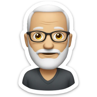 middle aged bald guy with a graying beard and glasses sticker