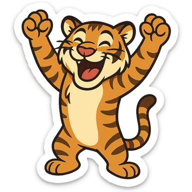 tiger celebrating, variation 2 sticker
