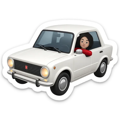 Create an emoji of a Zhiguli (VAZ-2101) car based on the provided photo. The emoji should be as close as possible to the Apple emoji style, capturing the distinctive features of the car. Remove the background entirely. sticker