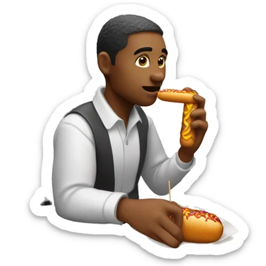 Mcdonalds worker eating a corndog sticker