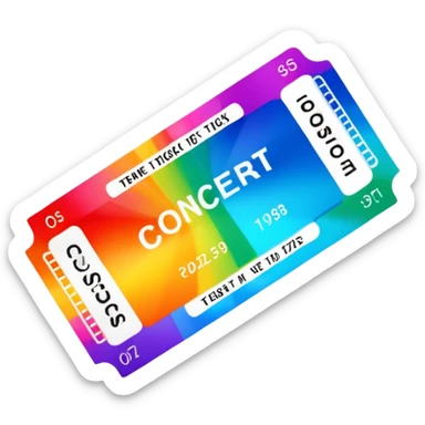 beautiful Concert ticket with the word "CONCERT" inside sticker
