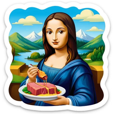 pop art monalisa SPAM meat slop landscape  sticker