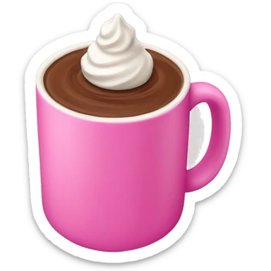 Hot chocolate with pink mug sticker