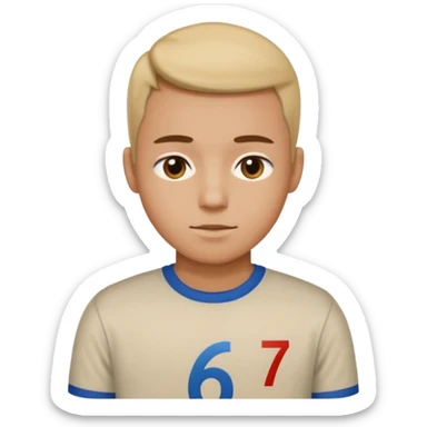 Person say 67 on  sticker