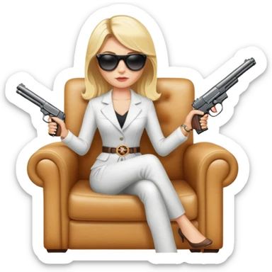 Mafia blondes girl with sunglasses , ring , gun, Armchair,  sticker