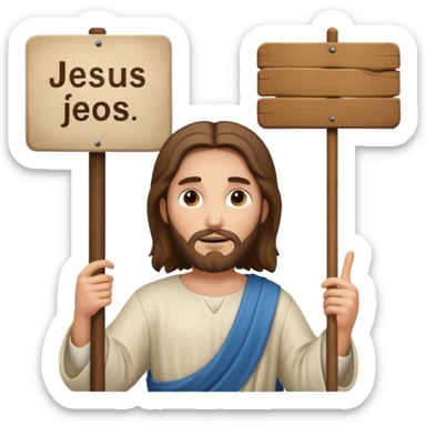 Jésus avec une pancarte dans ses mains dans ses mains sticker