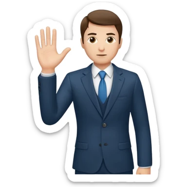 The businessman extends his hand to the side, as if he is about to take something. sticker
