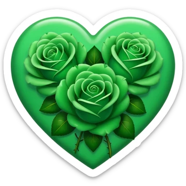 Green Heart with Little 3 green Roses  sticker