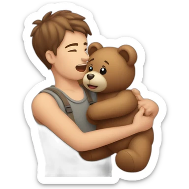 Person tring to choke a teddy bear sticker