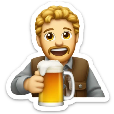 german eating schnitzel and drinking beer sticker