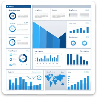 Clean business slide template with key points and visual elements sticker