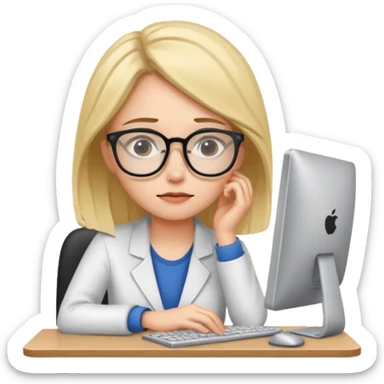 young female programmer very tired at the computer sticker