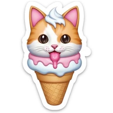 A cat eating ice cream  sticker