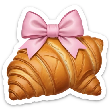 Croissant with light pink bow sticker