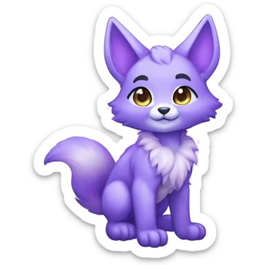 shiny, colorful, lavender-violet, gradient, Kemono-style, Chibi, Anthro-Fur-Sona-Fakémon, Full Body sticker