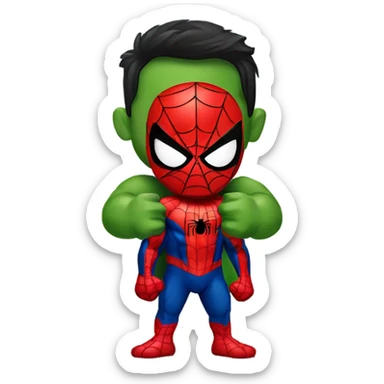Spiderman holding hulk sticker