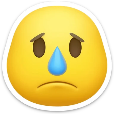 Yellow circle with no eyebrows and nose half being blue being it blurred and it has a sweat and the face is anxious sticker