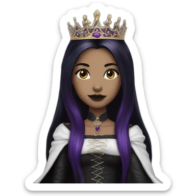 Queen gothic girl long dark black and purple hair sticker