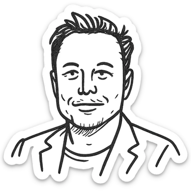 Elon Musk monochrome icon, minimalistic, no text sticker