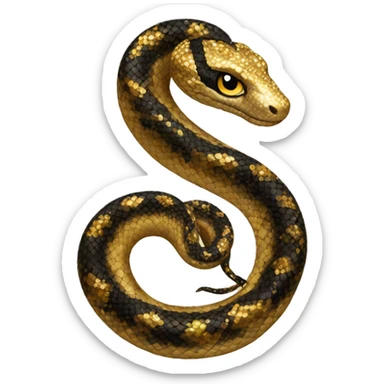 Gold and black sparkly snake sticker
