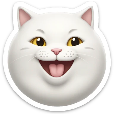 Fat white cat smiling teeths sticker