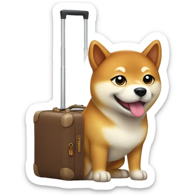 Shiba Inu with baggage sticker