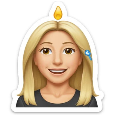 Jennifer Aniston as an emoji, winking, blonde hair sticker