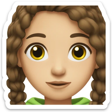 Girl with log dark brown hair and green eyes sticker