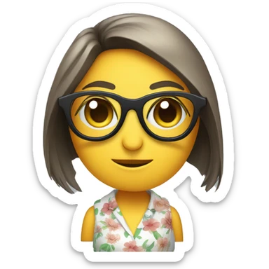 an owl in a miniskirt and glasses in the form of a flower sticker