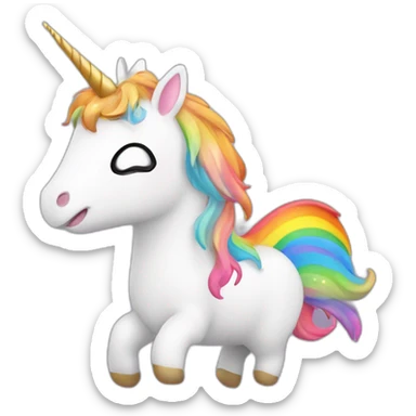 Small unicorn with rainbow and stars and owl sticker