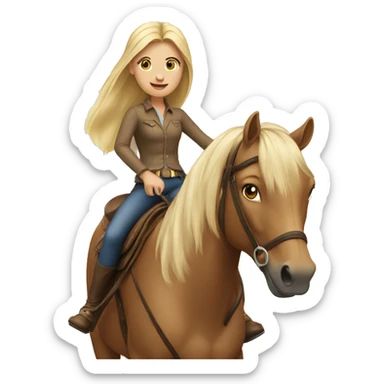 blonde girl riding a horse sticker